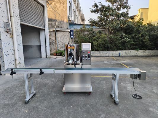 Máquina de enchimento de bomba de engrenagem de cabeça única com correia transportadora de 3 metros